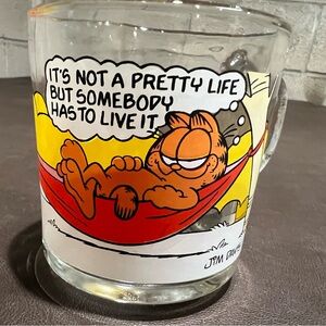 McDonald's Garfield Glass Mug with Red and Yellow Design